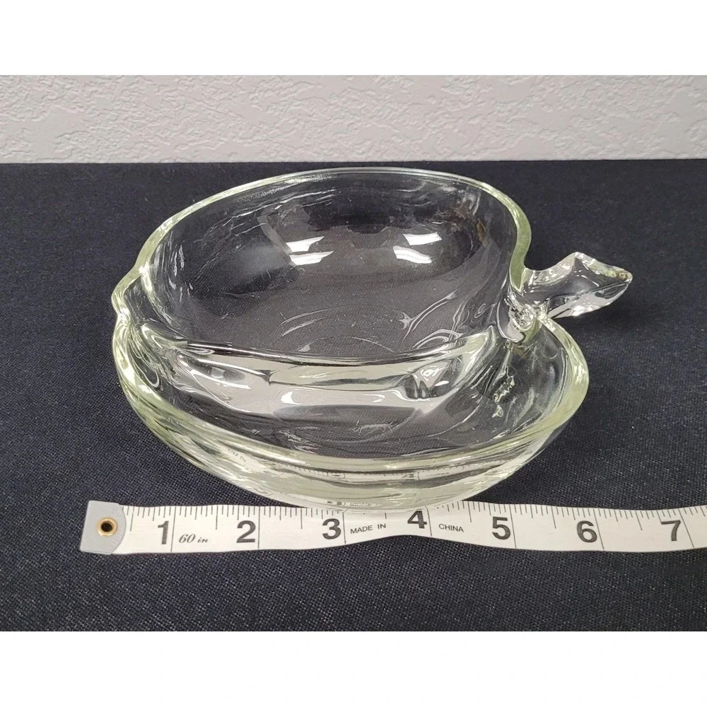 Glass Hazel Atlas Orchard Apple-shaped Divided Relish Dish Clear Glass
